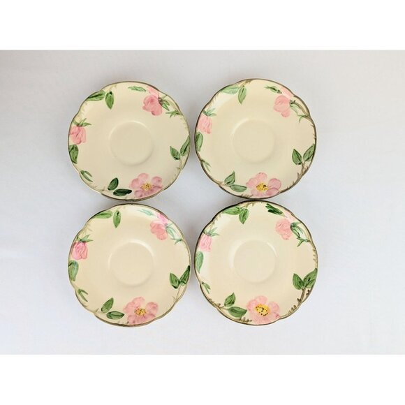 Set of 4 Franciscan Desert Rose Saucers Vintage 1940s-50s Grandmillennial China - Picture 7 of 9